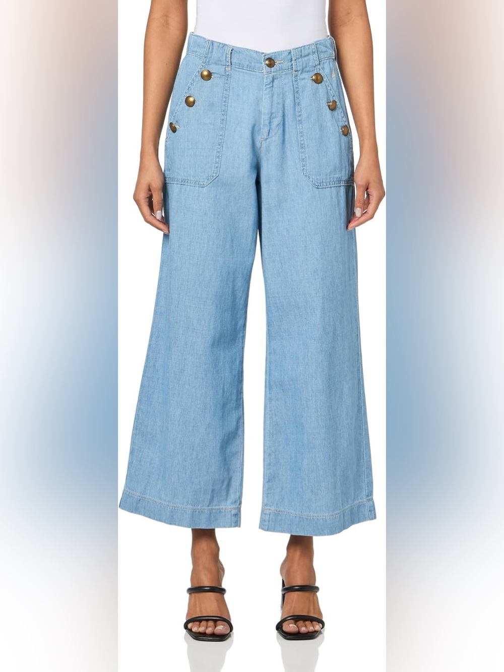 Nautica Light Blue Wide-Leg Chambray Pants